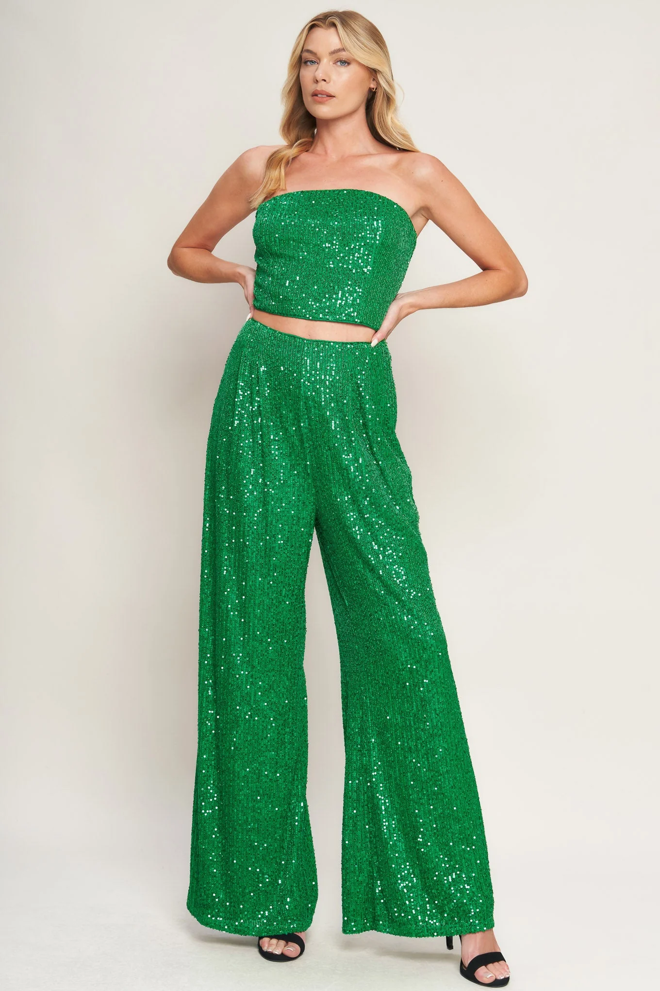 CHARMING COMPOSURE SEQUIN CROP TOP & PANT SET - Image 7