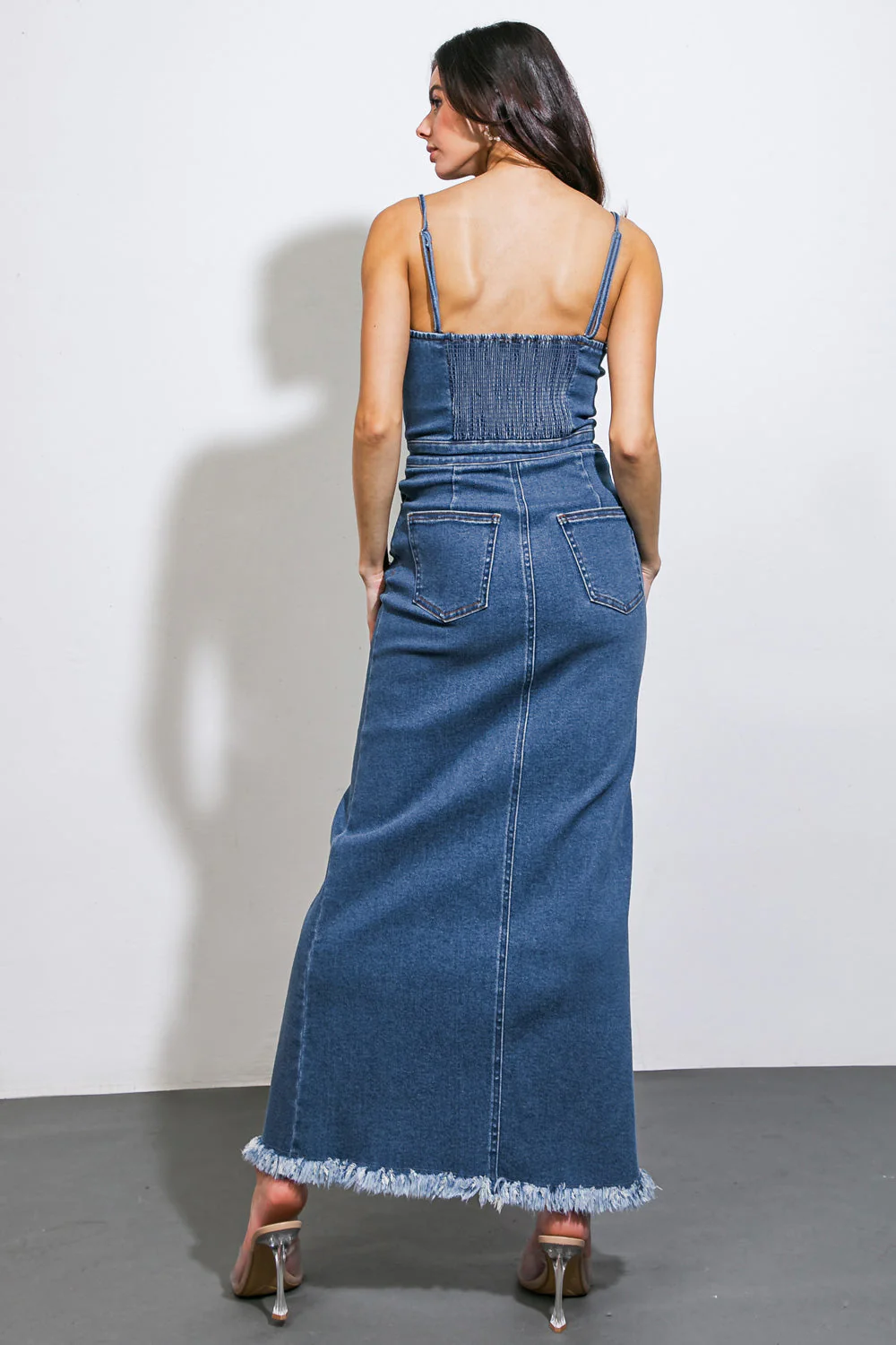 ENDLESS HORIZONS - FRONT BUTTON DENIM MIDI DRESS - Image 4