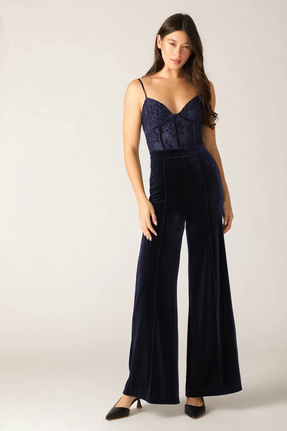 VIVIANA JUMPSUIT - NAVY LACE & VELVET - FINAL SALE - Image 4