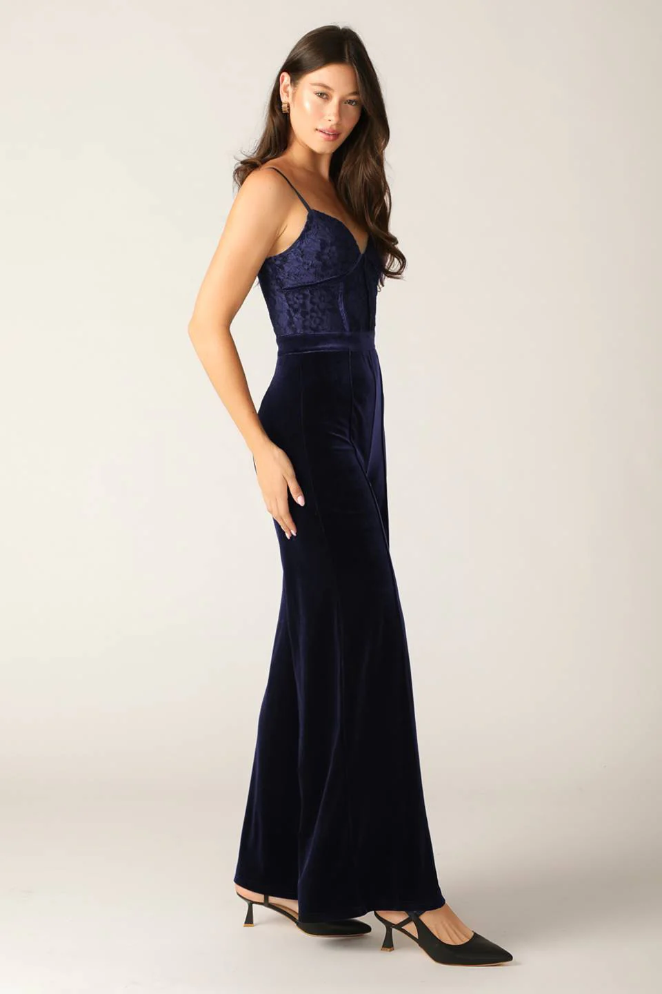 VIVIANA JUMPSUIT - NAVY LACE & VELVET - FINAL SALE - Image 6