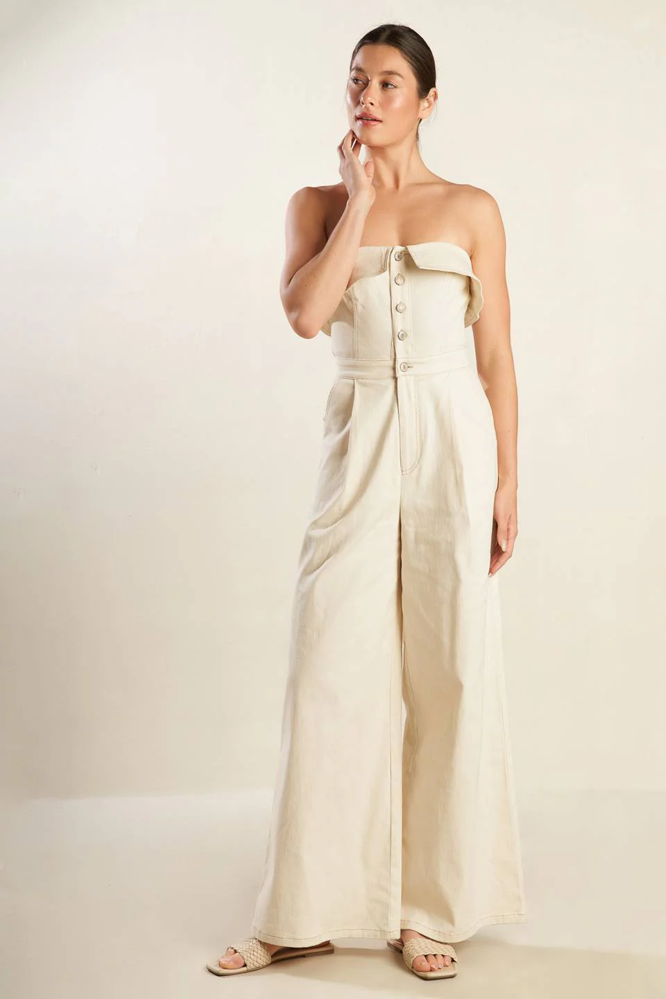 WEEKEND GETAWAY STRAPLESS JUMPSUIT - ECRU - FINAL SALE - Image 4